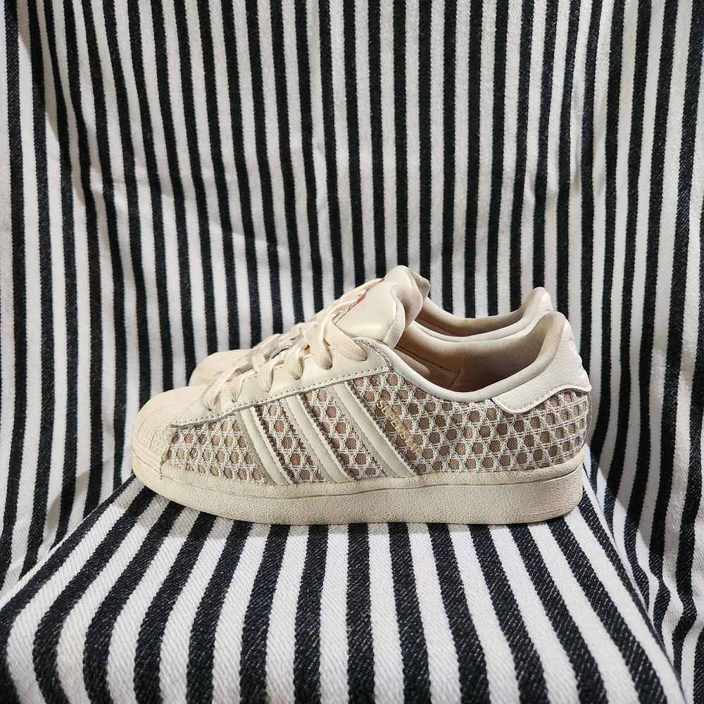 Adidas Cream Sneakers with Mesh Design